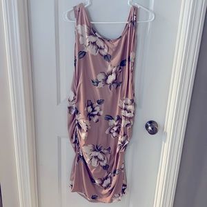 Plush pink flower maternity dress